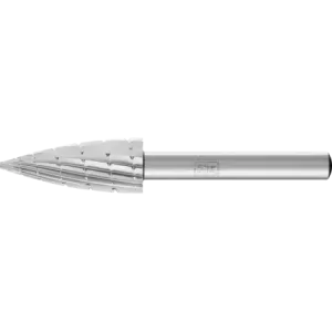 Trzpień frezarski HSS o kształcie pocisku K Ø 12 × 30 mm trzpień Ø 6 mm Z 2 uzębienie uniwersalne średnie z wiórołamaczem