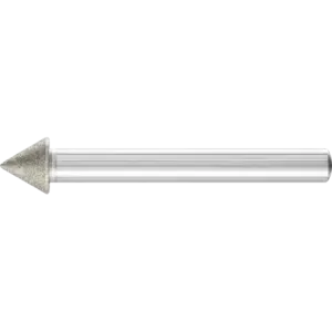 Diamentowa ściernica trzpieniowa iglica Ø 10 × 60° trzpień Ø 6 mm D126 (środek) do fazowania / usuwania gratów / obniżania