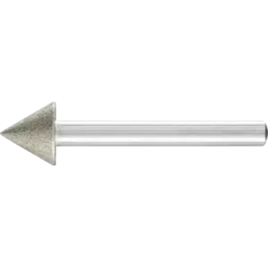 Diamentowa ściernica trzpieniowa iglica Ø 15 × 60° trzpień Ø 6 mm D126 (środek) do fazowania / usuwania gratów / obniżania