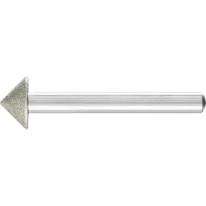 Diamentowa ściernica trzpieniowa iglica Ø 15 × 90° trzpień Ø 6 mm D126 (środek) do fazowania / usuwania gratów / obniżania