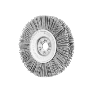 Szczotka tarczowa wąska niepleciona RBU Ø100 × 12 × 12 mm otwór, włókno SiC Ø0,90 ziarno 180