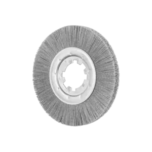 Szczotka tarczowa niepleciona RBU Ø200 × 13 × 50,8 mm otwór, włókno SiC Ø0,55 mm, ziarno 120, stacjonarna