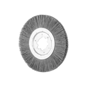 Szczotka tarczowa niepleciona RBU Ø 250 × 15 × 50,8 mm otwór, włókno SiC Ø 0,55 mm, ziarno 120, stacjonarna