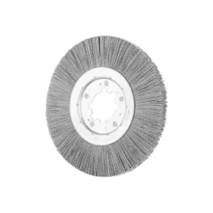 Szczotka tarczowa niepleciona RBU Ø 250 × 15 × 50,8 mm otwór, włókno SiC Ø 0,55 mm, ziarno 320, stacjonarna